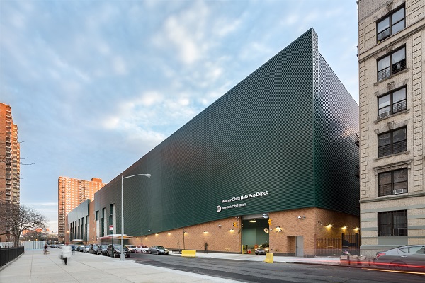 APTIM provided Construction Management Services for Mother Clara Hale Bus Depot, which is the Metropolitan Transportation Authority New York City Transit’s first LEED™ certified bus depot. The south façade of the building serves an energy-conserving function as a passive heating device.